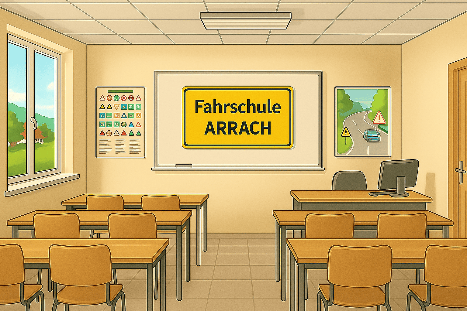 Stilisiertes Bild eines Schulungsraumes in Arrach